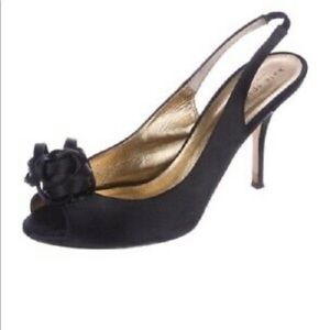 Kate Spade Christa Black Satin Heels